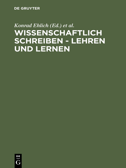 Upplýsingar um Wissenschaftlich schreiben--lehren und lernen eftir Konrad Ehlich - Biðlisti